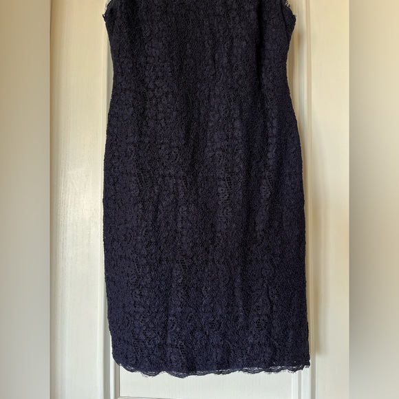 Adrianna Papell Women’s Size 8P 8 Petite Navy Blue Lace Sleeveless Sheath Dress - Picture 4 of 9